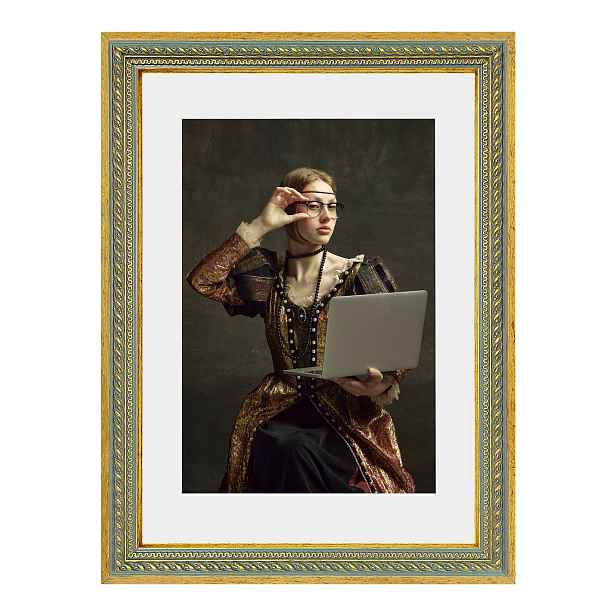 Rámeček Harry zlatý 30x40 pasparta 21x30 A4 zdobený dřevěným vintage