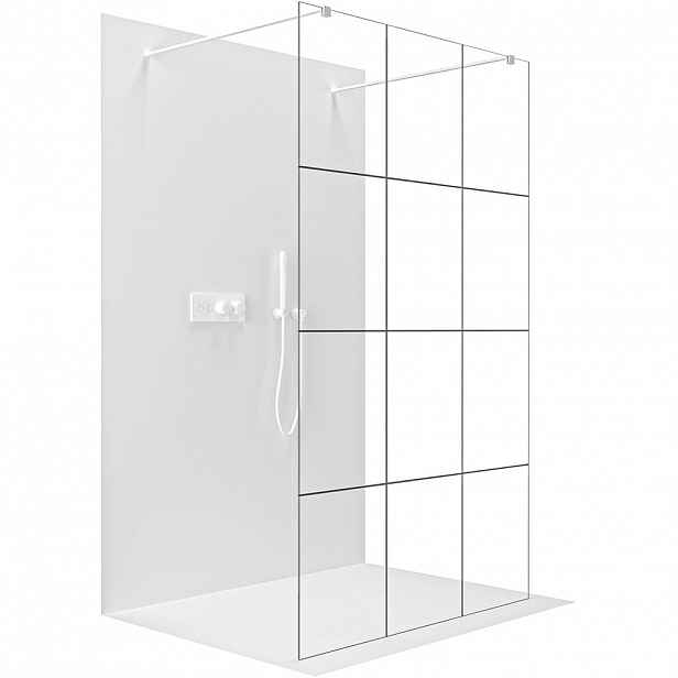 Sprchová zástěna Walk-in Onyx Duo L/P - 8 mm - hranatá vzpěra  - bílá matná, industriální sklo - 110x200 cm