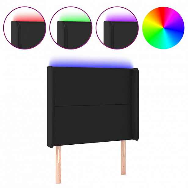 vidaXL Čelo postele s LED černé 93 x 16 x 118/128 cm umělá kůže