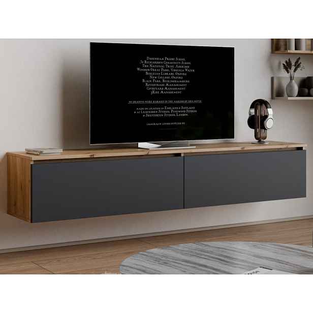 Závěsná TV skříňka Asko Living, 180 cm, dub artisan/antracit