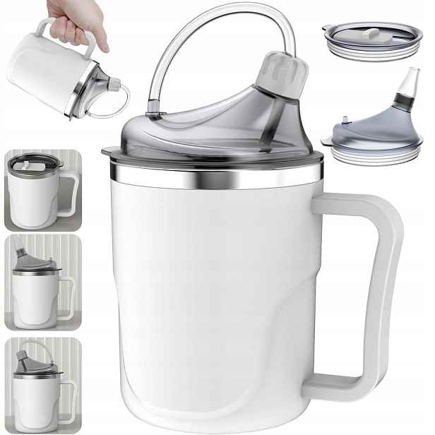 Hrnek S Náustkem Senior Dospělý Multifunkční Ocel 3V1 400ML