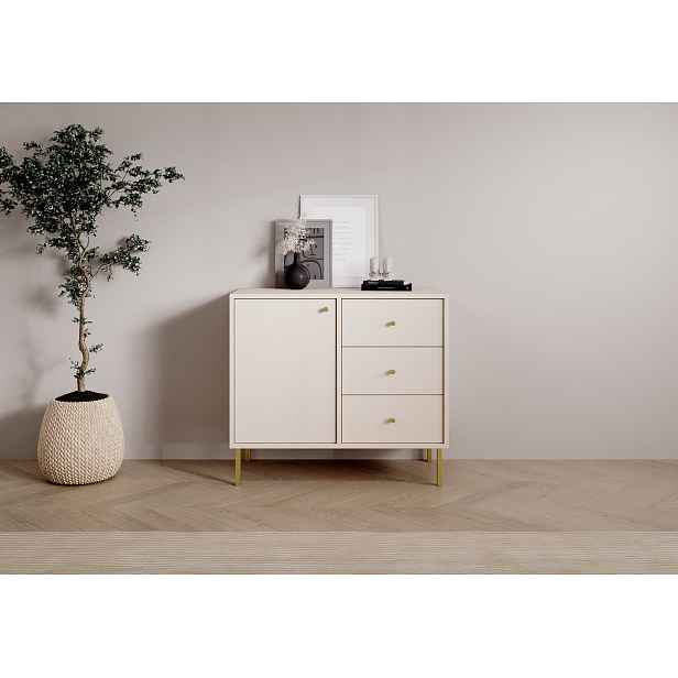 Nízká minimalistická komoda DENRA - béžová
