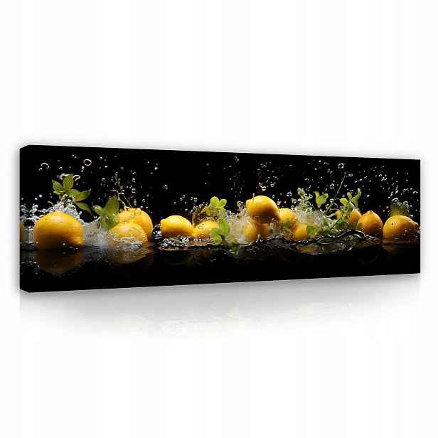 Obraz do kuchyně Citrony Voda Černý Moderní Na Plátně Zeď 145x45