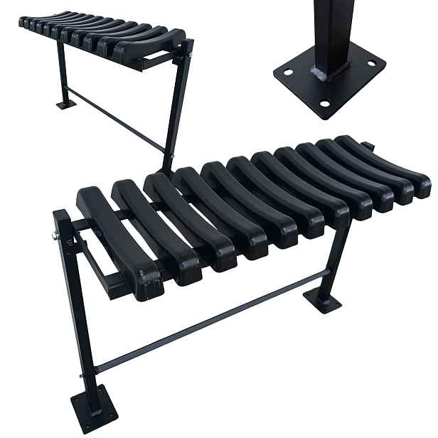Skládací hřbitovní lavička na hřbitov 72 cm 11 příček černá