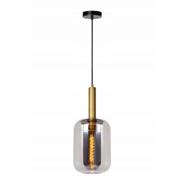 Závěsná lampa Lucide Joanet E27 40W sklo kouřové zlaté stínidlo regulace