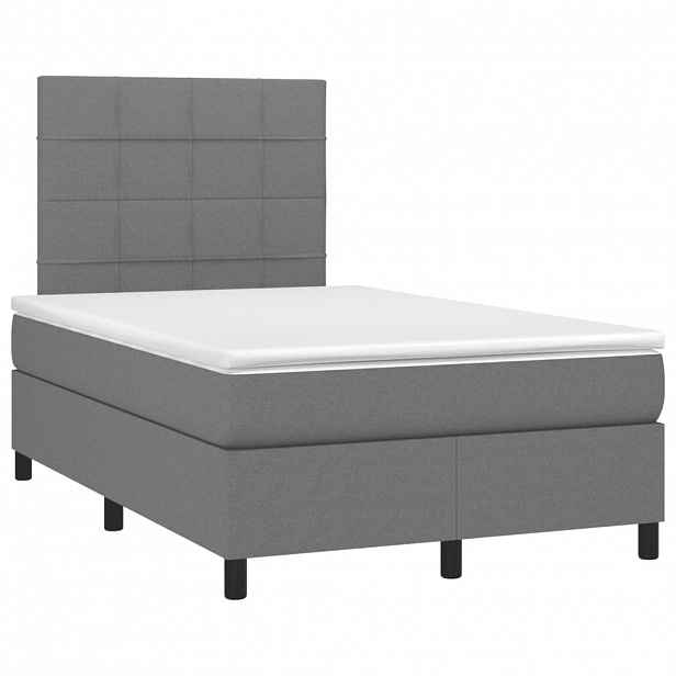 vidaXL Box spring postel s matrací tmavě šedá 120x190 cm textil