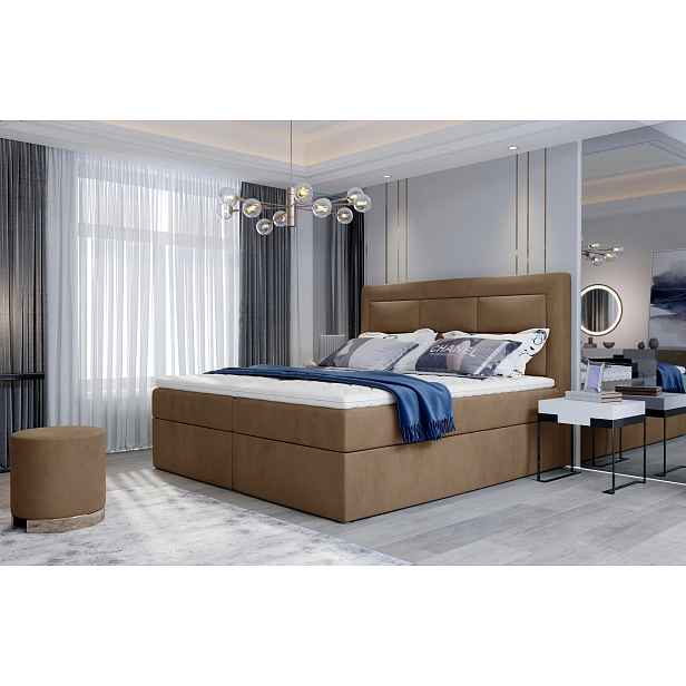 Boxspringová postel 140x200 TERIVO - světle hnědá