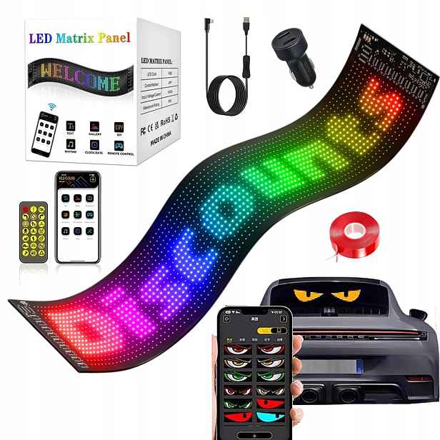 Flexibilní Led Panel 12x59 Cm Na Zadní Sklo Auta Programovatelný