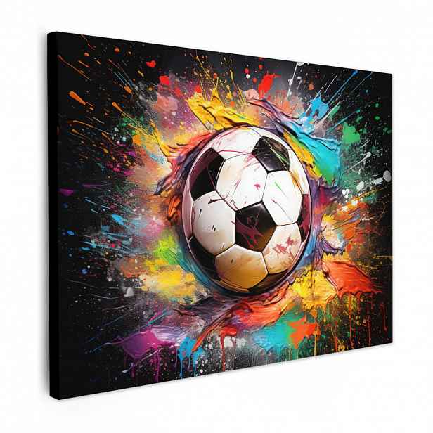 MuchoWow OBRAZ NA PLÁTNĚ Fotbal - barva - barvy - černá - bílá 40x30 cm
