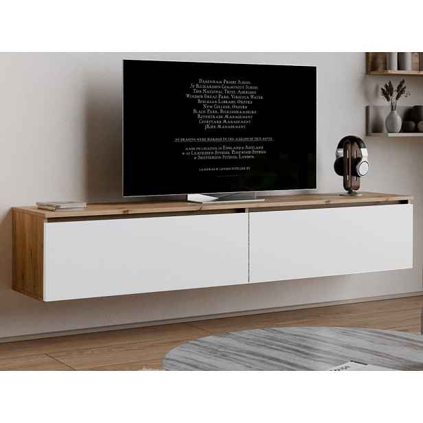 Závěsná TV skříňka Asko Living, 180 cm, dub artisan/bílá