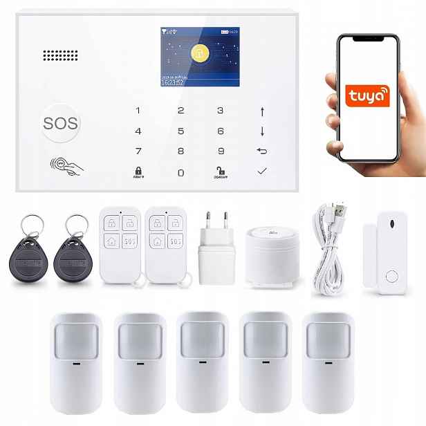 Bezdrátový LCD Alarm 2.4' Gsm WiFi Tuya Smart 5xPIR