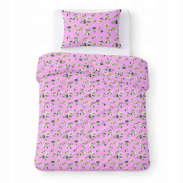 Povlečení bavlněné 140 x 200 cm růžové s klasickými sedmikráskami Cotton Home