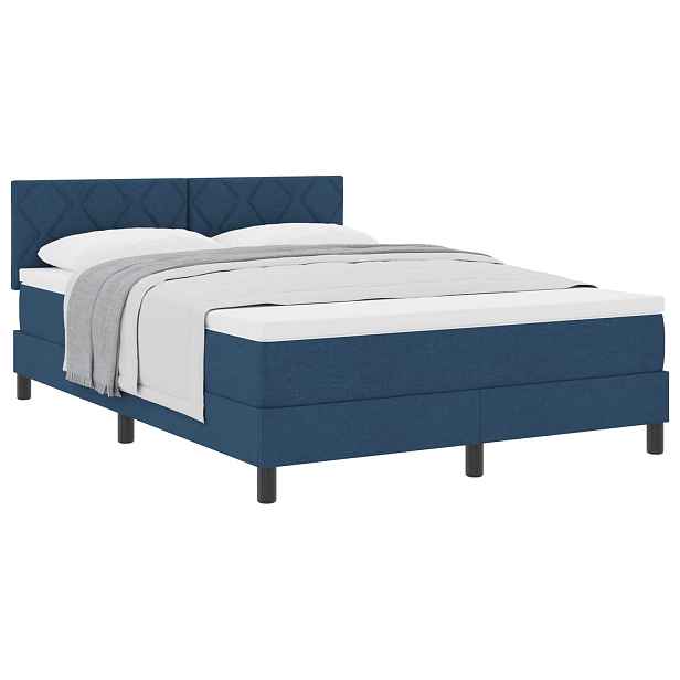vidaXL Postel s boxspringem s polštářem Modrá 140 x 190 cm textil