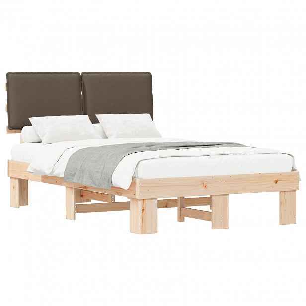 vidaXL Rám postele s čalouněným čelem s čelo Taupe 120 x 190 cm