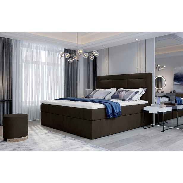 Boxspringová postel 140x200 TERIVO - tmavě hnědá