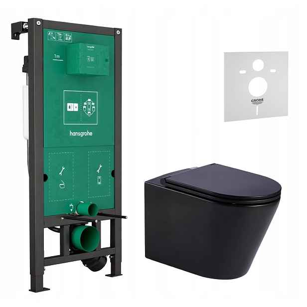 7v1 Wc Podomítkový Set Stelaz Hansgrohe iFrame Wc Mísa Imprese Černá