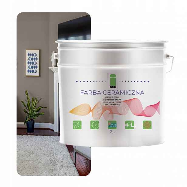 Barva Na Stěnu Keramická, Omyvatelná, Nástěnná, Teplá Šedá, 2 L, Odolná Vůči Skvrnám