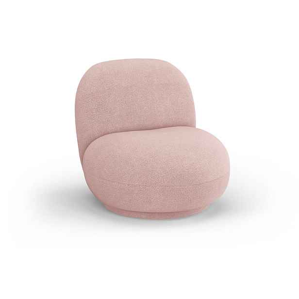 Světle růžové křeslo z textilie bouclé Chuck – Micadoni Home