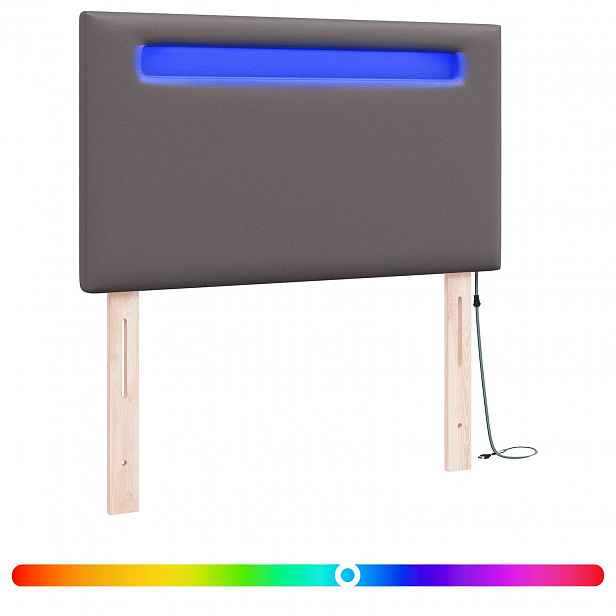 vidaXL LED hlavová deska Šedá 100 cm Umělá kůže