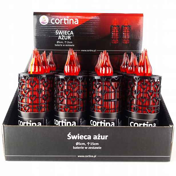 Led Svíčka Černá Dekorativní Ažurová Náplň Do Hřbitovné Svíčky Červená Baterie Aa R6