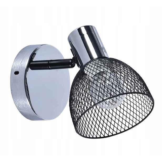 Nástěnná lampa Roni, loftová, chrom/černá, kov, E14, Lampex