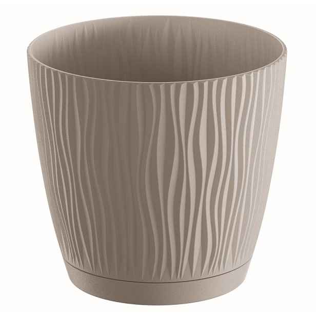 Prosperplast Květináč Sandy s miskou mocca, varianta 10,8 cm