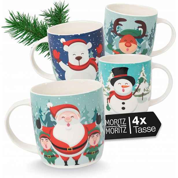Sada 4 vánočních hrnků Moritz & Moritz 350 ml