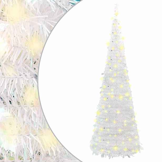 vidaXL Umělý vánoční stromek pop-up 200 LED diod bílý 210 cm
