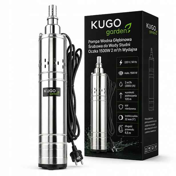 Vodní čerpadlo hlubinné šroubové pro vodu Studna Očka 1500W 2 m³/h Výkonné