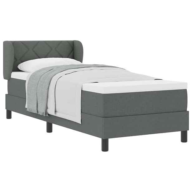 vidaXL Postel s boxspringem s čelo Tmavě šedá 80 x 200 cm textil