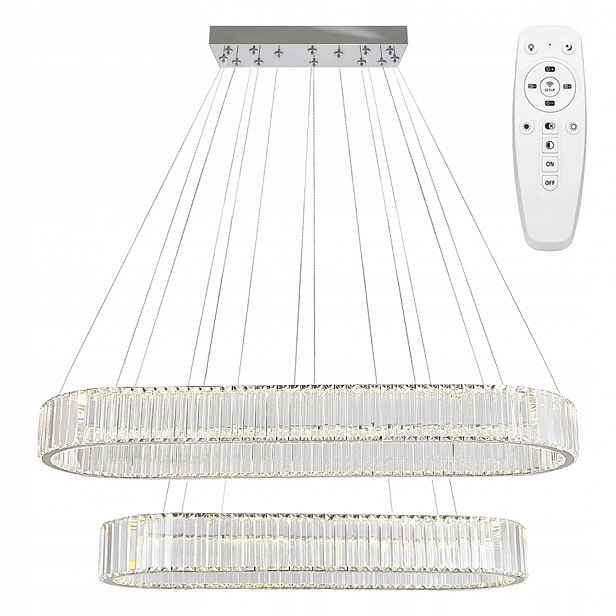 Led Závěsná Stropní Lampa S Křišťálovým Dálkovým Ovládáním, Chrom, Glamour XXL Toolight