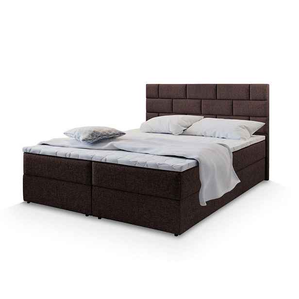 MASSENO AMERICKÁ POSTEL KERLO, 200x200 cm s matrací a úložným prostorem, H2+H3, hnědá