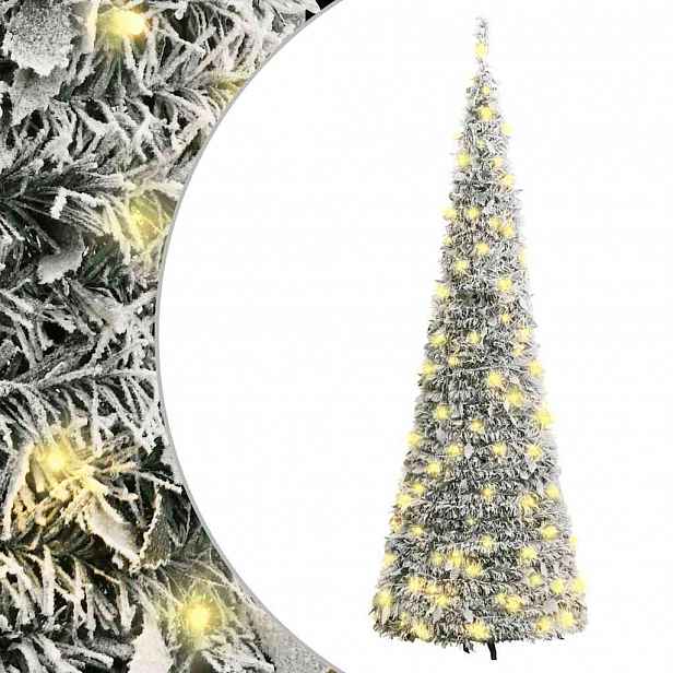 vidaXL Umělý vánoční stromek pop-up zasněžený 100 LED diod 150 cm