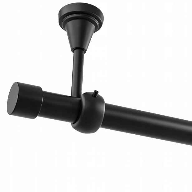 Jednoduchá Garnýž Kovový Černý Mat Luna Bez Koleček 19 MM 280 CM