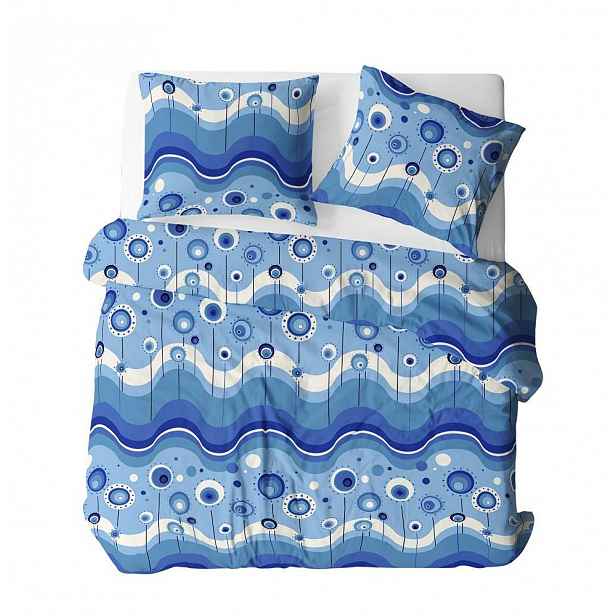Krepové povlečení 160x200 Lízátka Modrá s knoflíky 100% bavlna hrubá