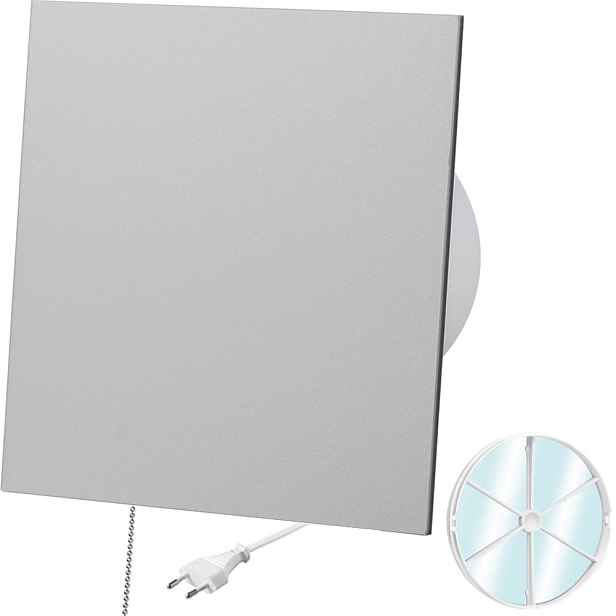 Ventilátor S Plexi Zpětným Ventilem, Šedý Vypínač A Zástrčka Fi 125