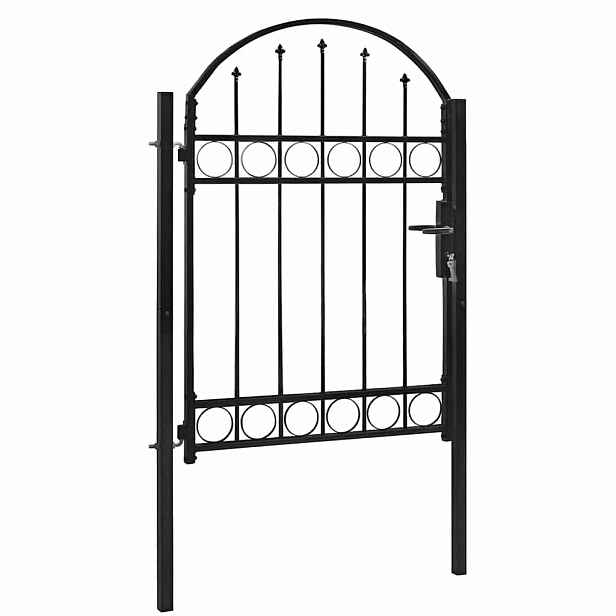 vidaXL Plotová branka ASSEN s klenutým vrcholem ocelová 100 x 125 cm černá