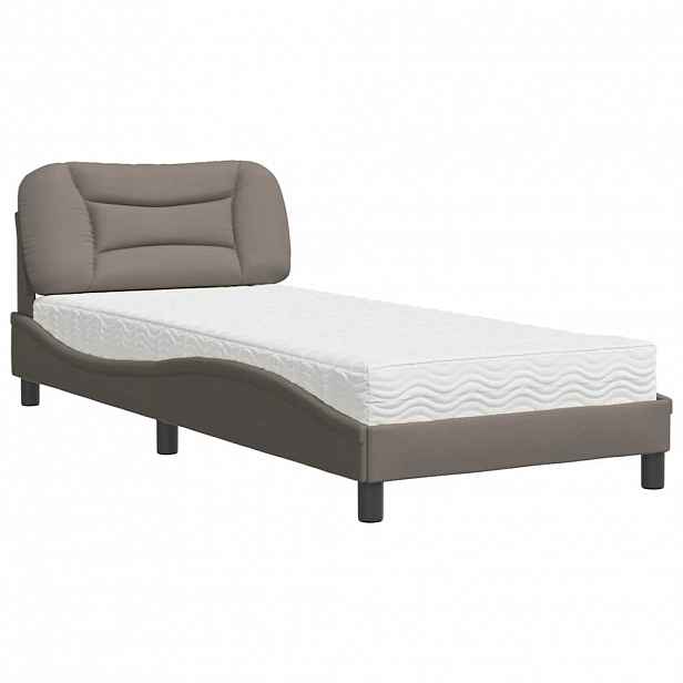vidaXL Postel s matrací Hvar taupe 90 x 190 cm textil
