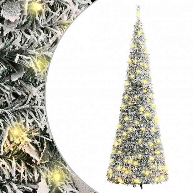 vidaXL Umělý vánoční stromek pop-up zasněžený 150 LED diod 180 cm