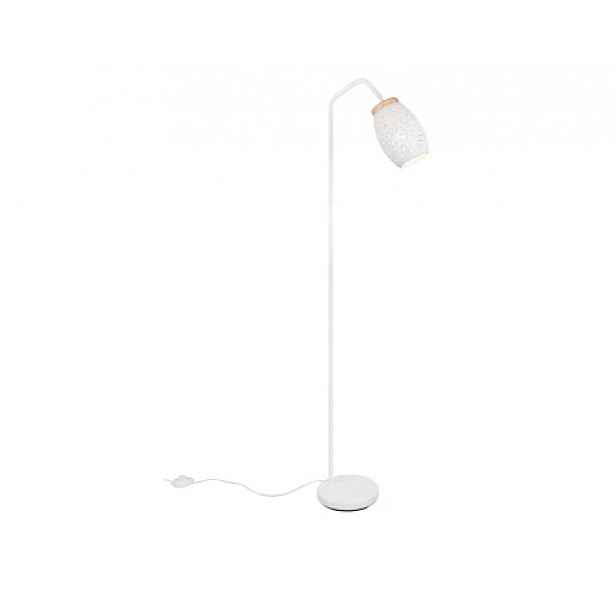 Stojací lampa Bidar, bílý kov/dřevo