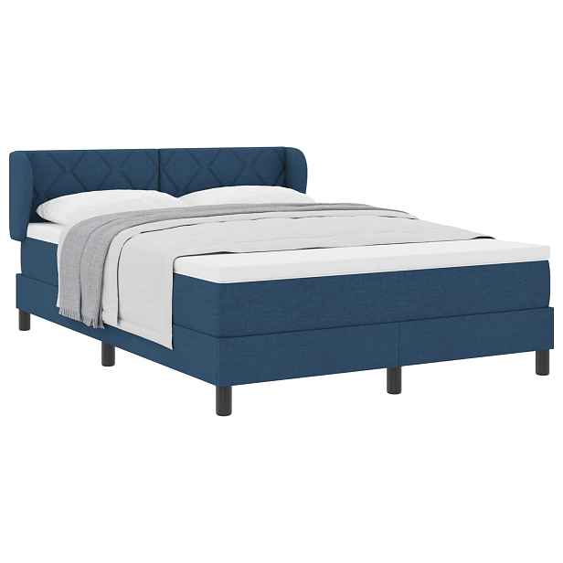 vidaXL Postel s boxspringem s čelo Modrá 140 x 190 cm textil