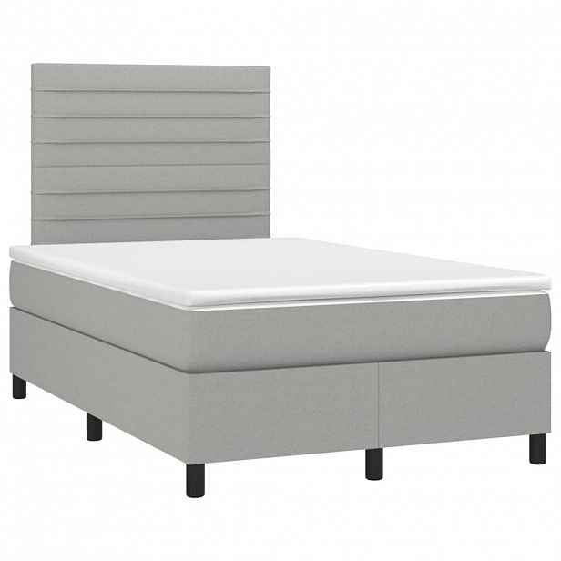 vidaXL Box spring postel s matrací světle šedá 120x190 cm textil