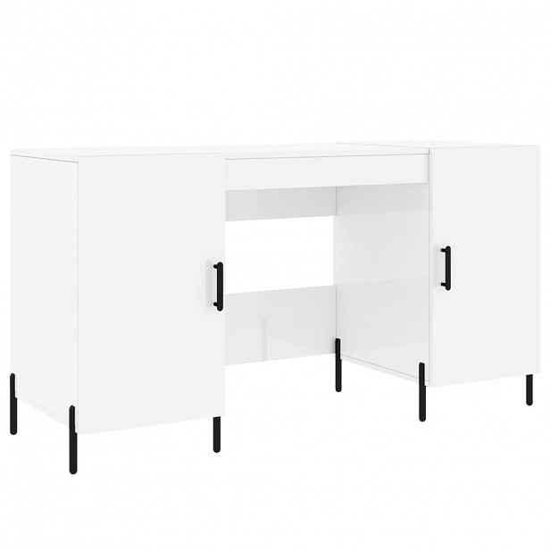 vidaXL Psací stůl bílý s vysokým leskem 140x50x75 cm kompozitní dřevo