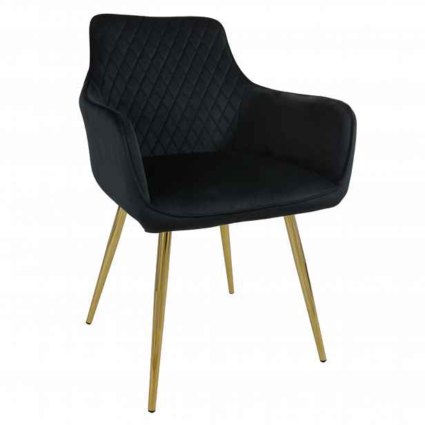 Křeslo Dankor Design Lisabon velur černé nohy zlatý chrom