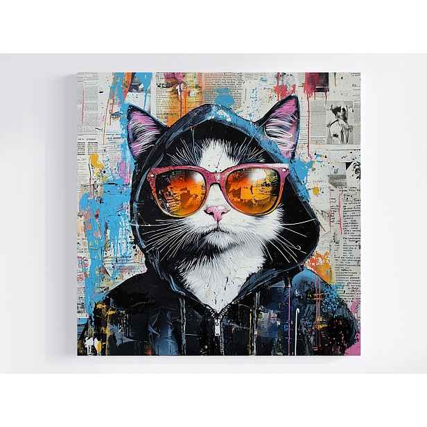 Obraz Na Plátně Canvas Graffiti Street Art Urban Grunge Portrét Kočka 50x50