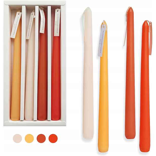 Vonné Svíčky Cedar 25 cm 4 ks Prémiový bezdýmný sójový Vosk 4 barvy