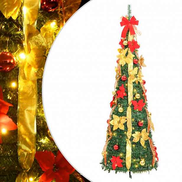 vidaXL Umělý vánoční stromek pop-up 50 LED diod zelený 120 cm