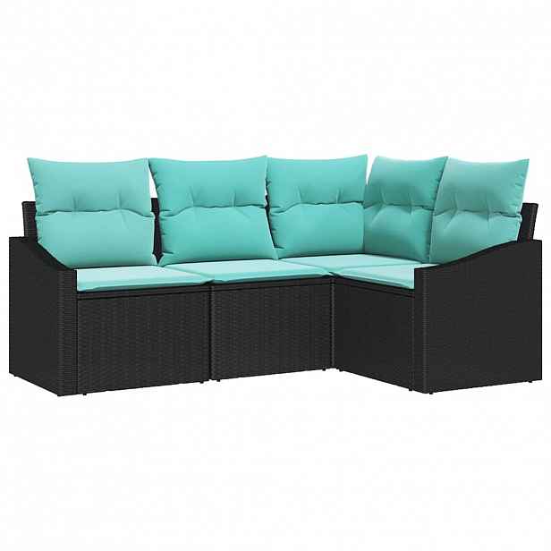 vidaXL Set pohovek 4 ks Černá polyratan