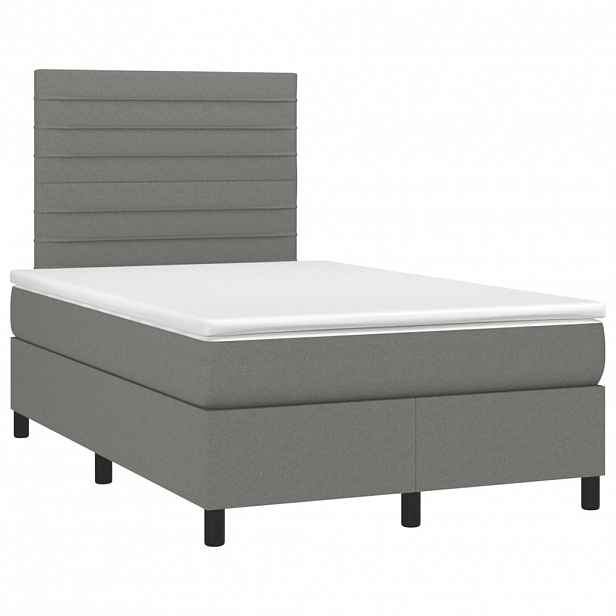 vidaXL Box spring postel s matrací tmavě šedá 120x190 cm textil
