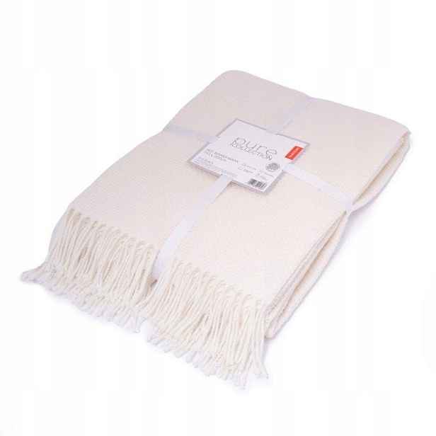 Bavlněno-akrylová deka Pure 150x200 krémový vaflový jacquard s třásněmi